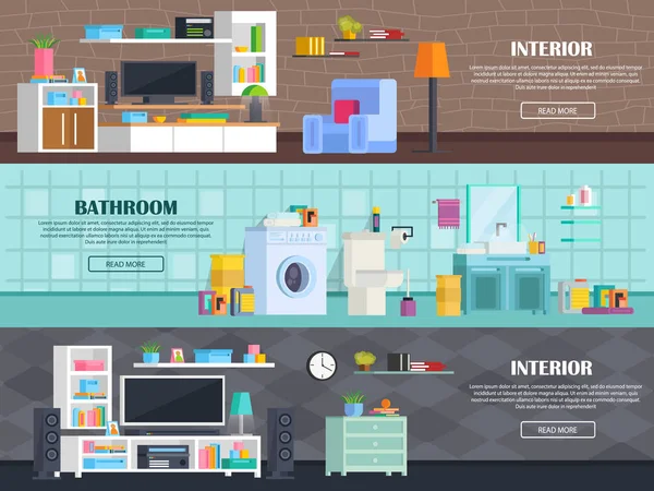 Interior Del Baño Moderno Conjunto Muebles Para Baño Bañera Inodoro — Archivo Imágenes Vectoriales