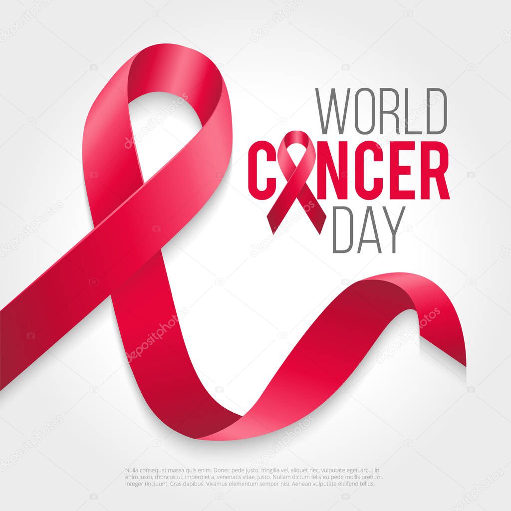World cancer awareness ribbon background.