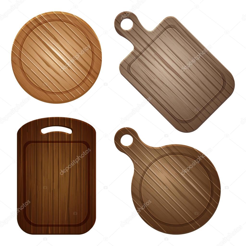 Set of empty wooden cutting boards