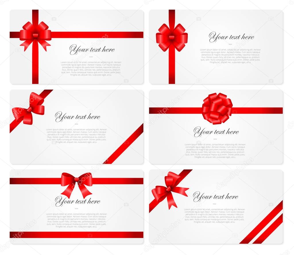 beautiful cards with red gift bows