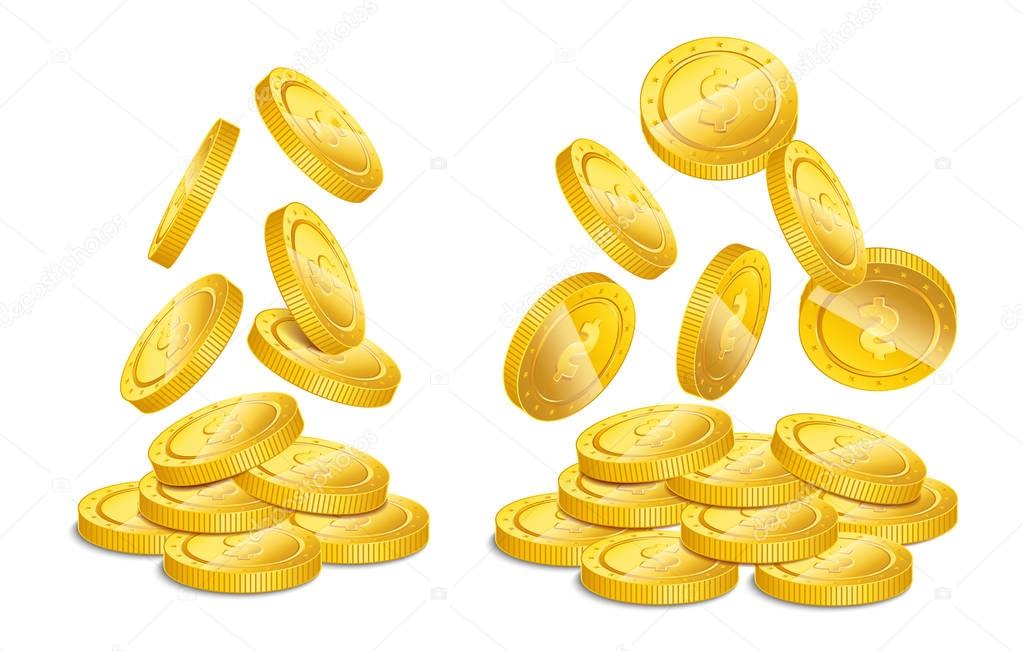 Realistic gold coin stacks