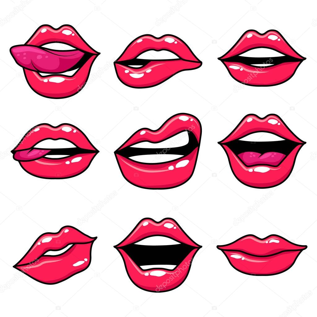 Fashion patch set with lips.