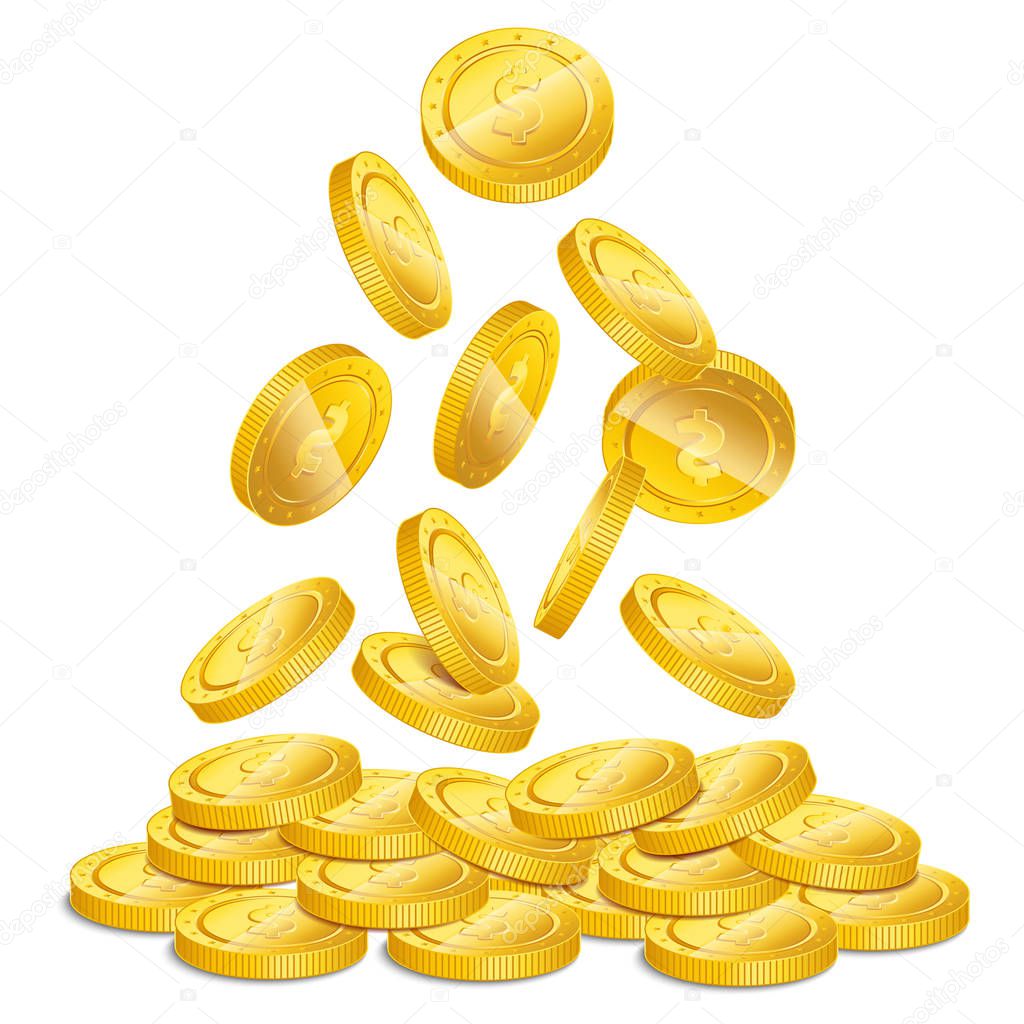 Realistic gold coin stacks