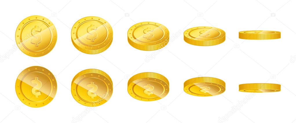 Realistic gold coin stacks