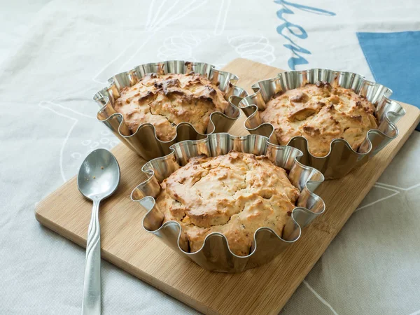 Home-baked cakes on the kitchen table in the baking dish