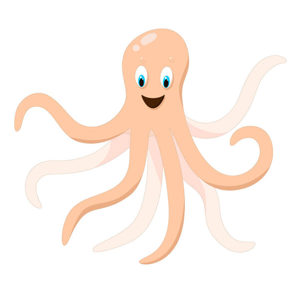 Октопус милый забавный изолированный на белом. Векторный рисунок, детская иллюстрация
.