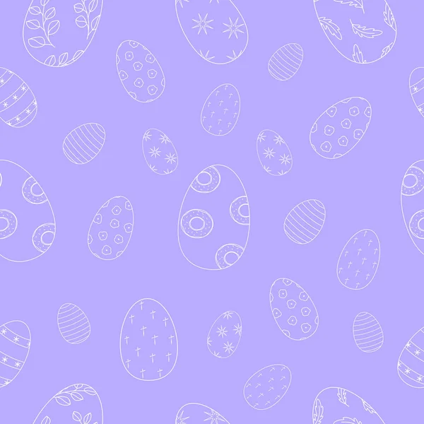 Nahtloses Muster Der Weißen Umrissvektorzeichnung Von Ostereiern Hintergrundbilder — Stockvektor