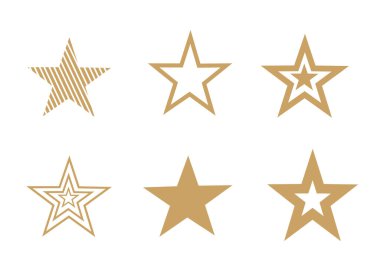 Beyaz üzerine izole edilmiş bir dizi altın yıldız. Vektör çizimi