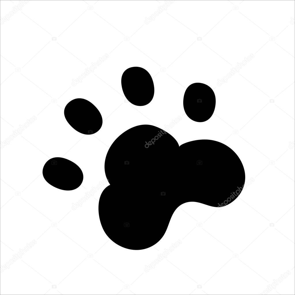 A cat's paw print. Vector drawing black on white