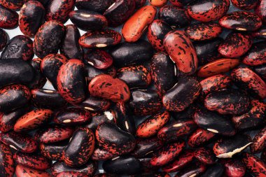 Kuru fasulyenin doğal dokusu. Dekoratif fasulye tohumlarının arkaplanı