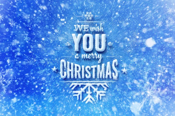We wish you a merry Christmas lettering with snow effect, Christmas wish card with typography composition