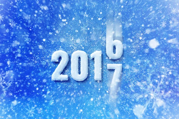 Nuovo anno 2017 testo con effetto neve, felice anno nuovo lettering grafico — Foto Stock