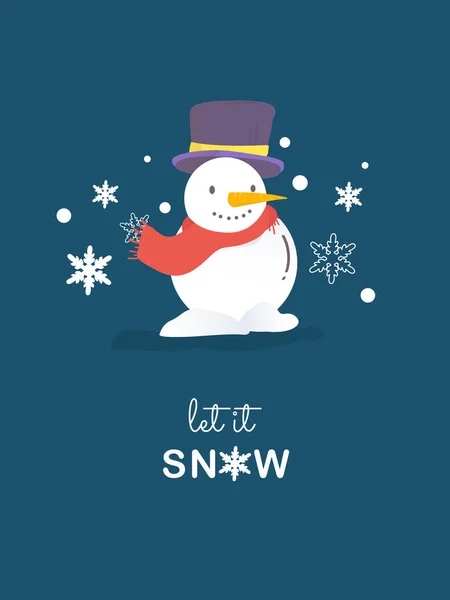 Snowman tarjeta de navidad. Ilustración vectorial . — Archivo Imágenes Vectoriales