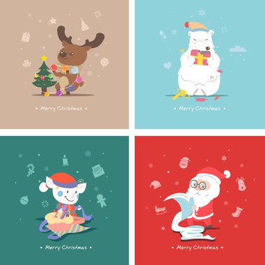 Düz Noel karakter kümesi. 