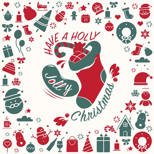 Boże Narodzenie i nowy rok wektor kartkę z życzeniami — Wektor stockowy