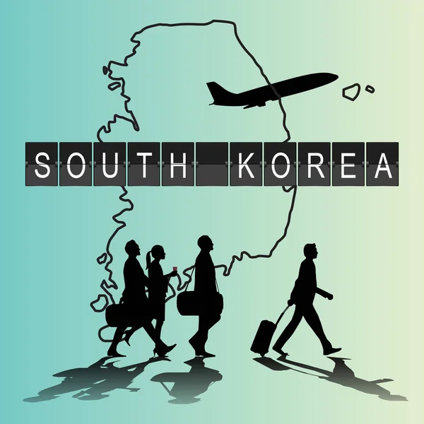 Gente de silueta infografía en el aeropuerto para Corea del Sur fli — Archivo Imágenes Vectoriales