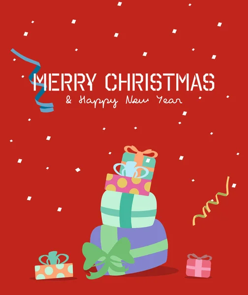 Merry Christmas greeting card.gift box — Stockvector