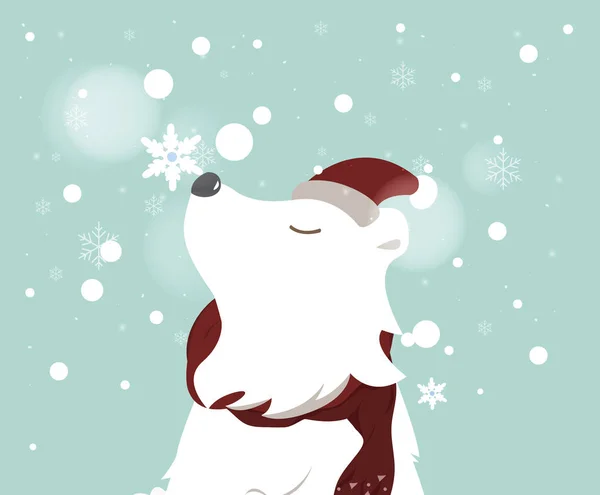 Tarjeta de felicitación de Navidad con oso polar — Archivo Imágenes Vectoriales