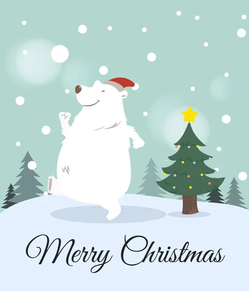 Carte de voeux de Noël Ours polaire . — Image vectorielle