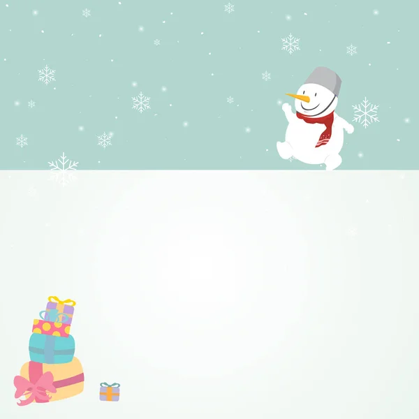 Feliz tarjeta de felicitación de navidad.Snowman con espacio para copiar . — Archivo Imágenes Vectoriales