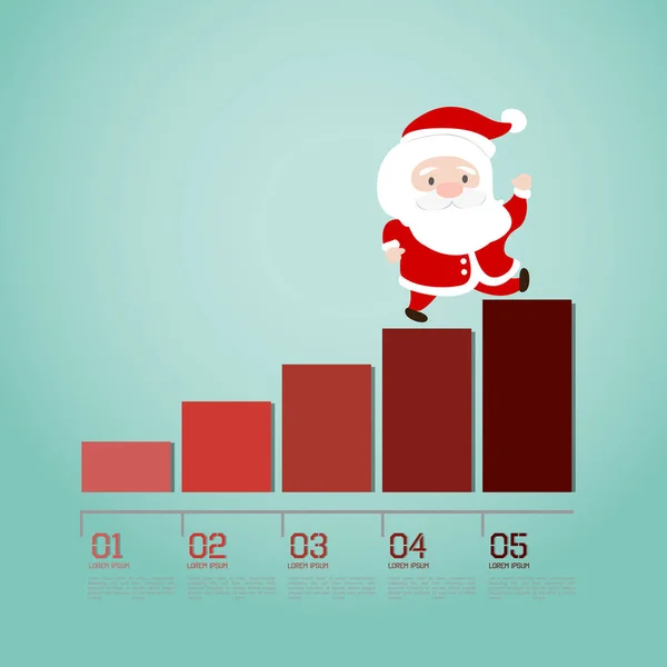 Santa chodzenie na businessgraph. — Wektor stockowy