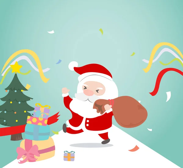 Babbo Natale con confezione regalo. — Vettoriale Stock