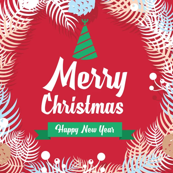 Joyeux Noël et bonne année carte postale avec calligraphie te — Image vectorielle