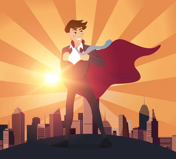 Η έννοια της superhero επιχειρηματίας, εικονογράφηση διάνυσμα. — Διανυσματικό Αρχείο