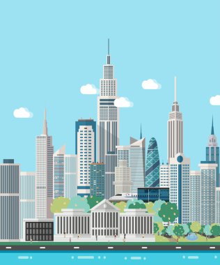 Akıllı şehir manzarası vektör çizim.