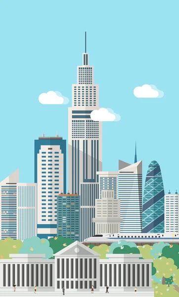 Ciudad inteligente skyline vector ilustración . — Archivo Imágenes Vectoriales