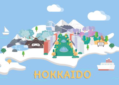 Hokkaido seyahat etmek harita düz resimde.
