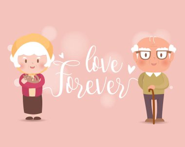 Mutlu eski couple.vector illüstrasyon