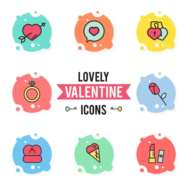 Set of valentine's day objects and icon — Stock Vector