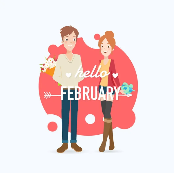 Ilustración joven feliz couple.vector — Archivo Imágenes Vectoriales