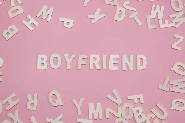 Sorting letters Boyfriend on pink. — Stock Photo, Image