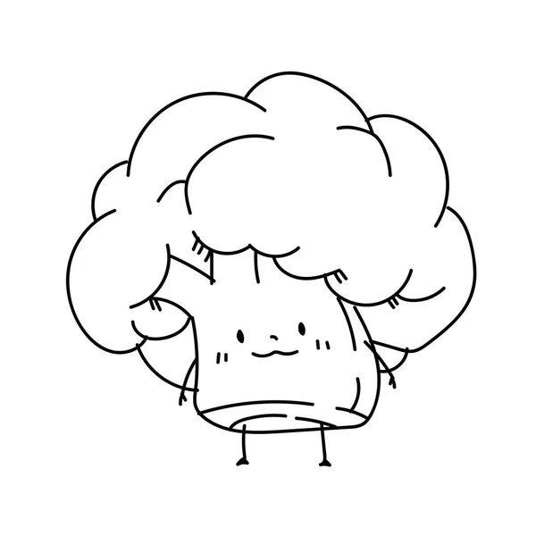 Freehand drawing cartoon character Broccoli. — Stock Photo, Image