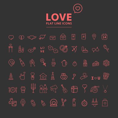 Sevgililer günü nesneleri ve simge kümesi