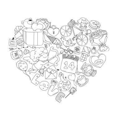 Sevgililer simge seti, çizim çizim serbest