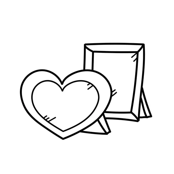 Desenho à mão livre coração foto moldura ilustração — Fotografia de Stock