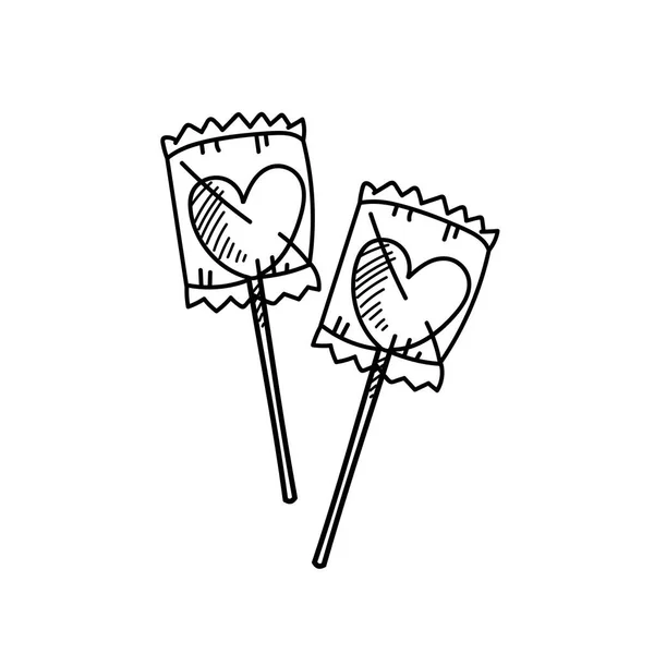 Freehand drawing heart candy illustration