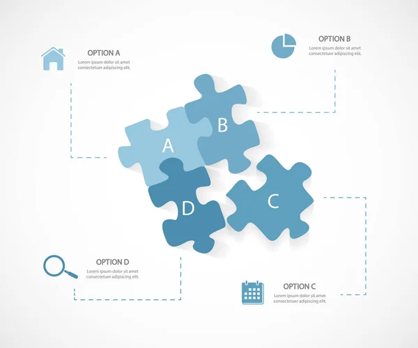 Nowoczesnego biznesu infografiki puzzle 4 Opcje — Wektor stockowy