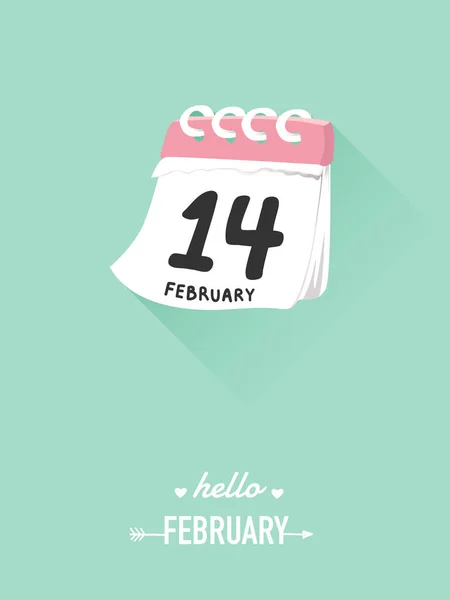 14 février sur le calendrier pour le concept de Saint-Valentin . — Image vectorielle