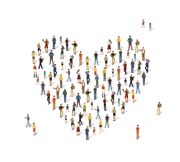 Grupo de personas en forma de corazón — Vector de stock