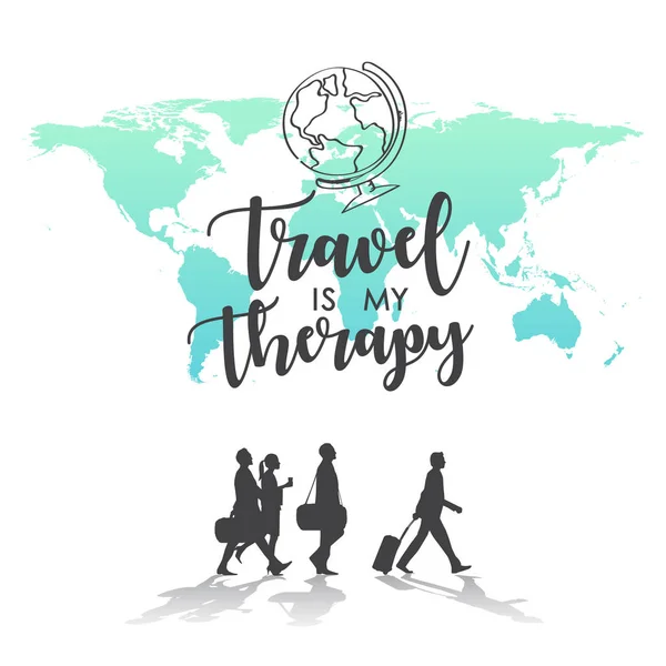 Travel is my Therapy всесвітня карта фону — стоковий вектор