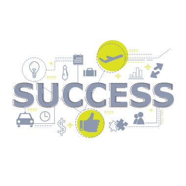 Yaratıcı tipografi yazı başarı kelime gösterimi.