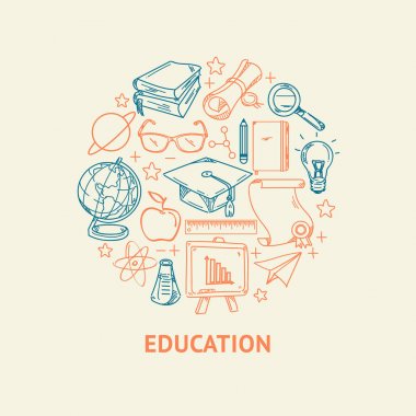 Daire şeklinde eğitim satır Vector Icons Set.