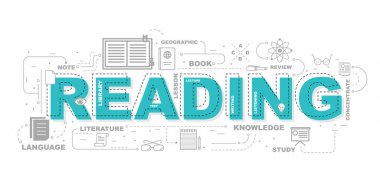 Kelime okuma Web sitesi banner tasarım konsepti.