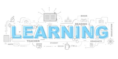 Kelime öğrenme Web banner tasarım konsepti.