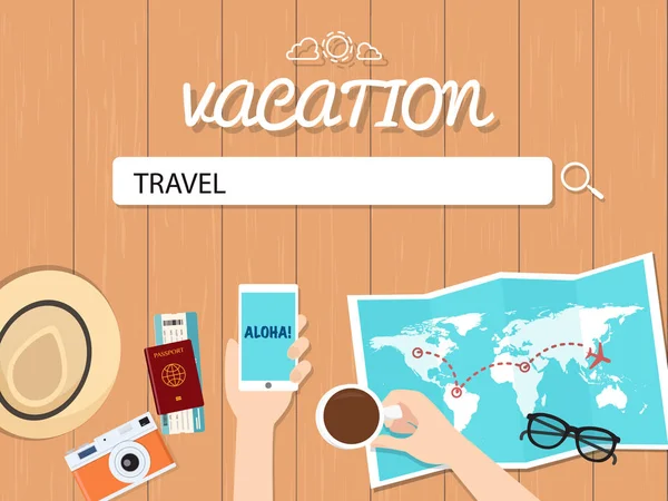 Pesquisa de viagem ilustração gráfica para férias . — Vetor de Stock