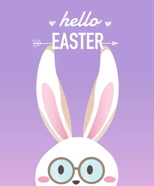 Feliz día de Pascua con conejo de Pascua blanco . — Vector de stock